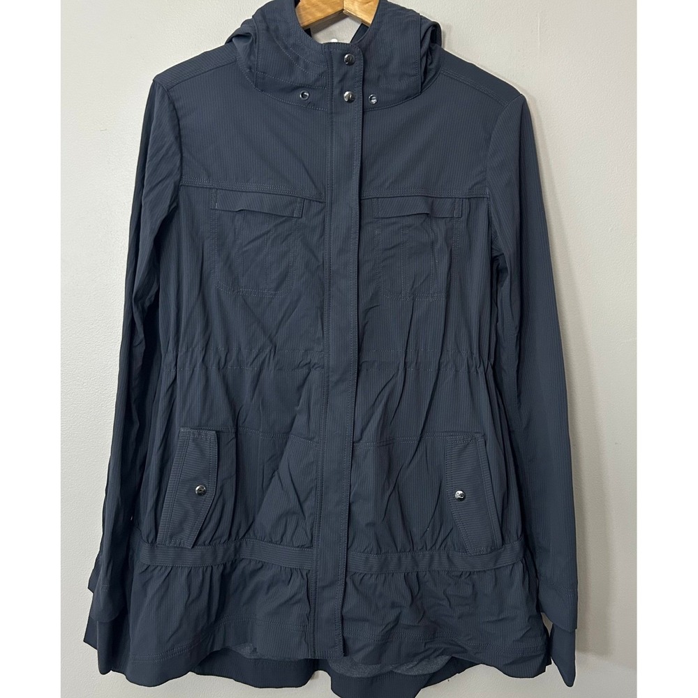 Lululemon Jacket Womens 6 Apres Practice Anorak Gray Hooded Cinch Waist Full Zip
